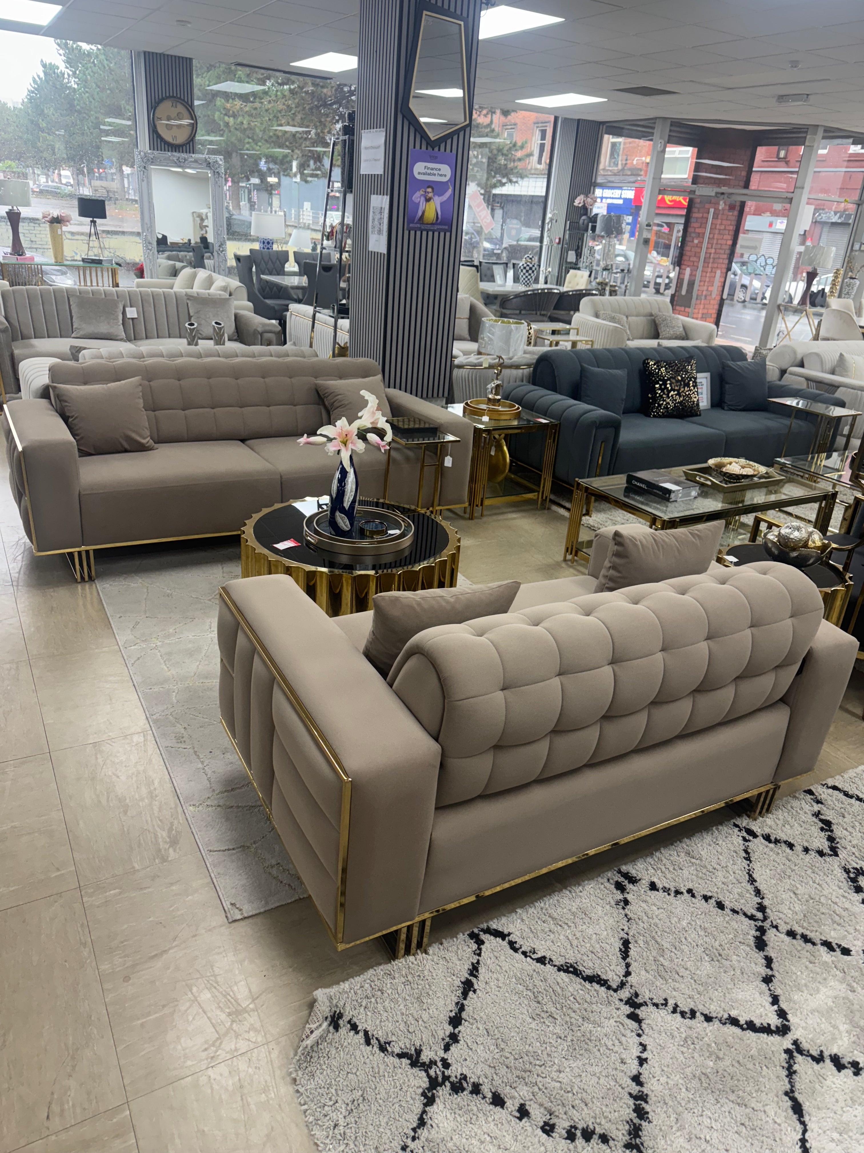 Madrid Mink & Gold Sofa Bed Set 3+2