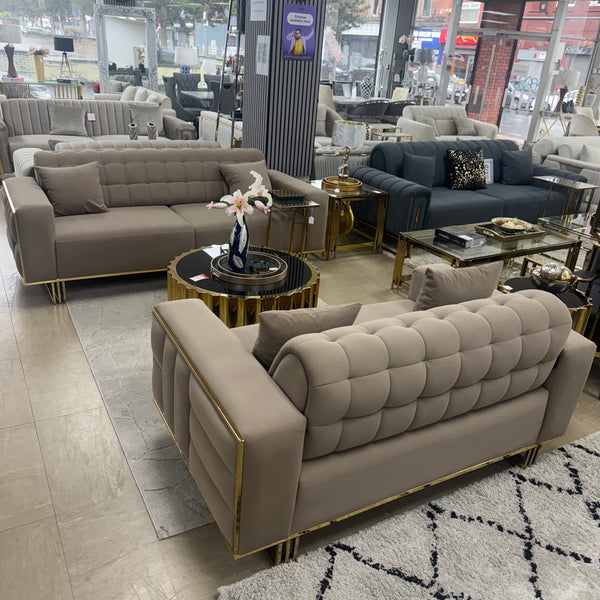 Madrid Mink & Gold Sofa Bed Set 3+2