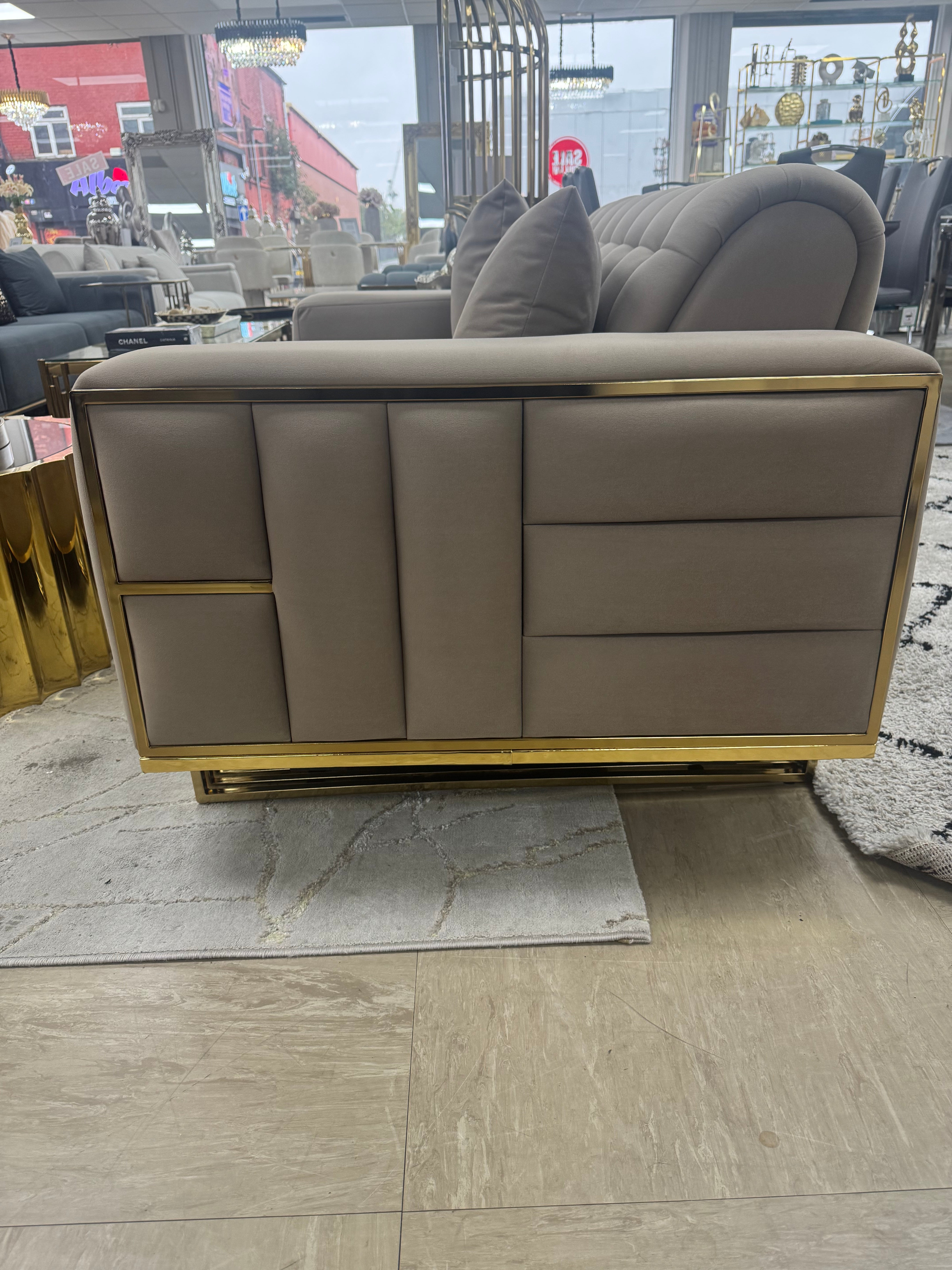 Madrid Mink & Gold Sofa Bed Set 3+2