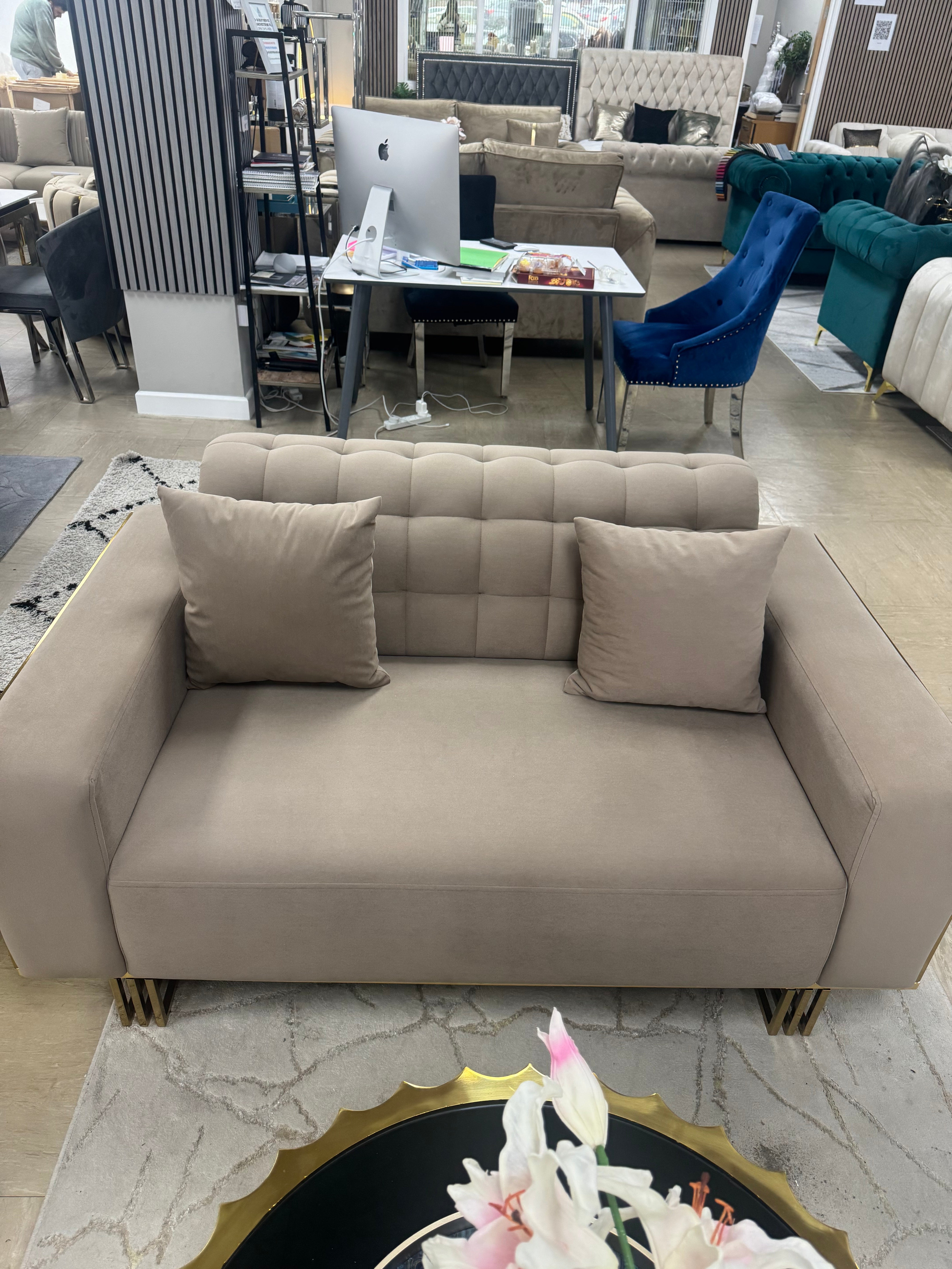 Madrid Mink & Gold Sofa Bed Set 3+2