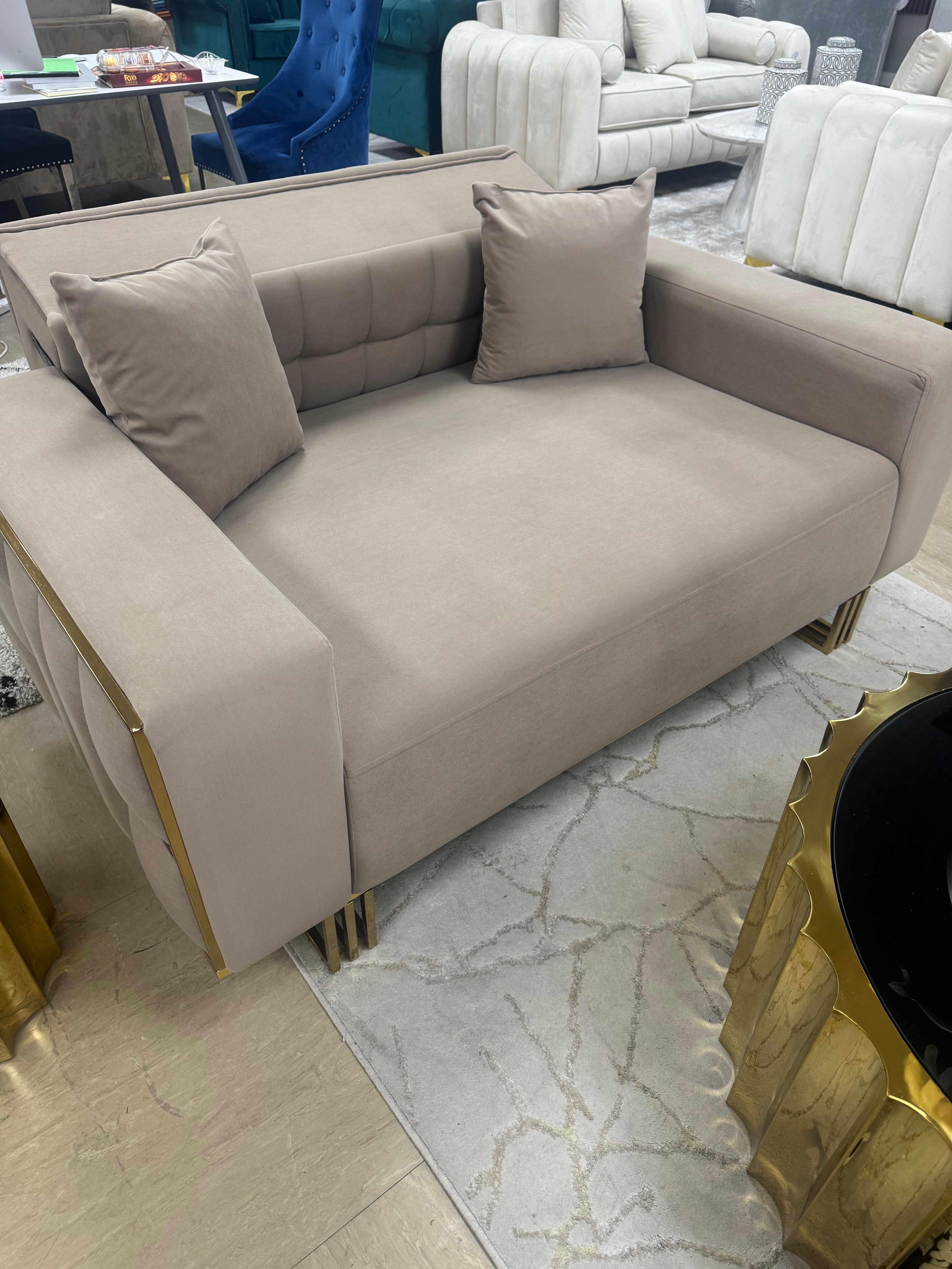 Madrid Mink & Gold Sofa Bed Set 3+2