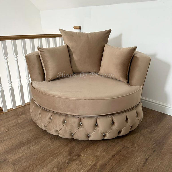Velvet Upholstered Swivel Chair