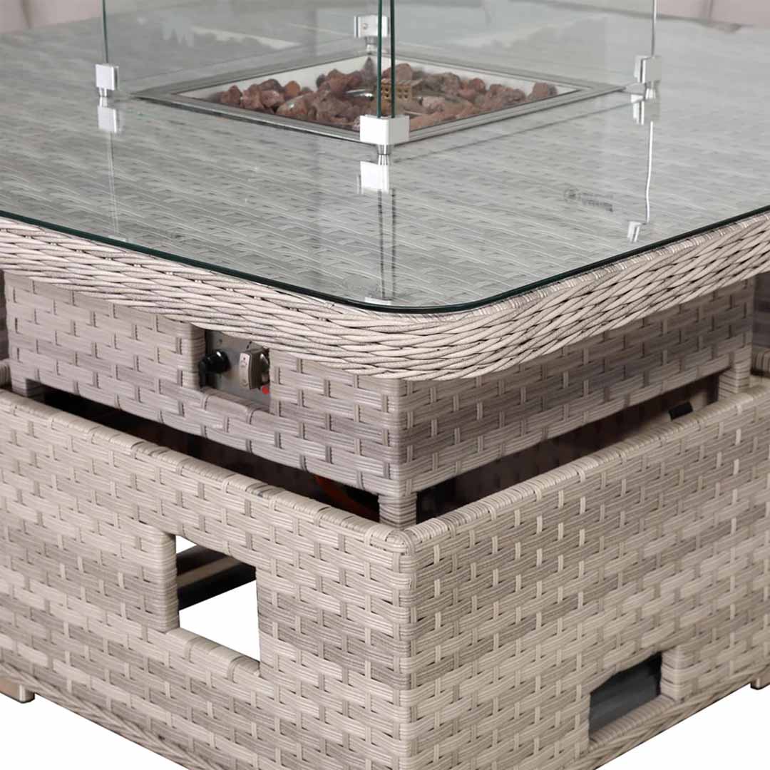 Palermo Square Corner Garden Sofa Set with Rising Fire Pit Table