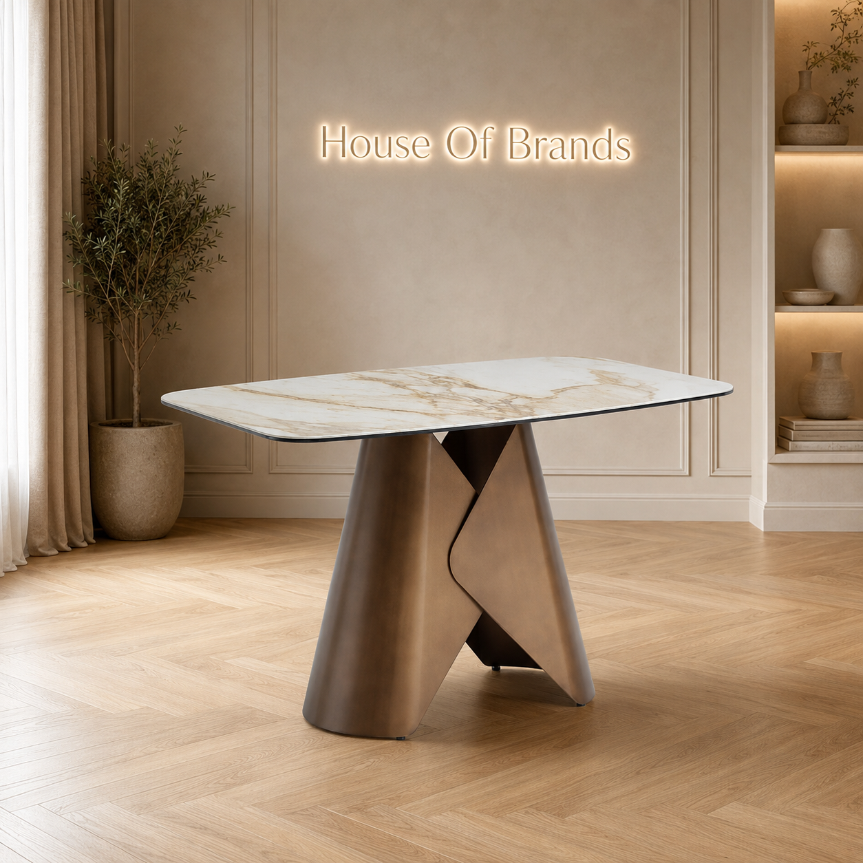 Leven 120cm Brass & White Pandora Classico Dining Table