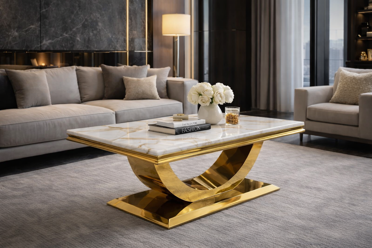 London Gold Marble Coffee Table