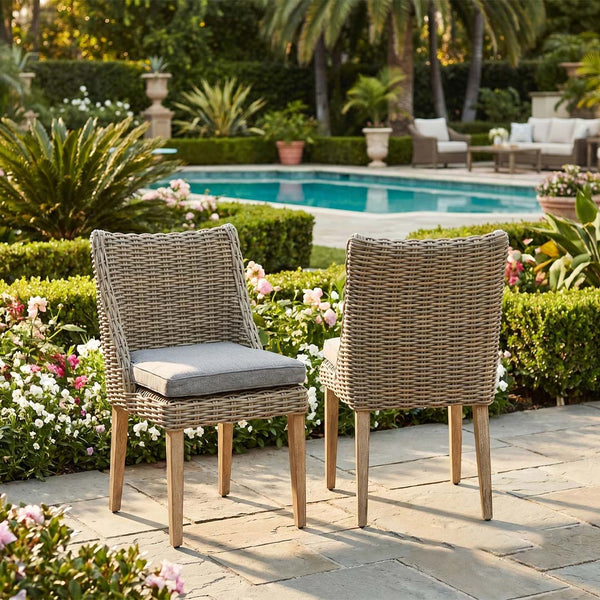 Luna Beige Rattan Garden Dining Chair with Cushion
