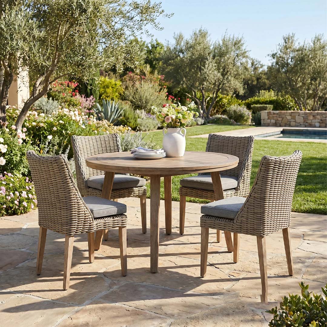 Luna Beige Rattan Garden Dining Chair with Cushion