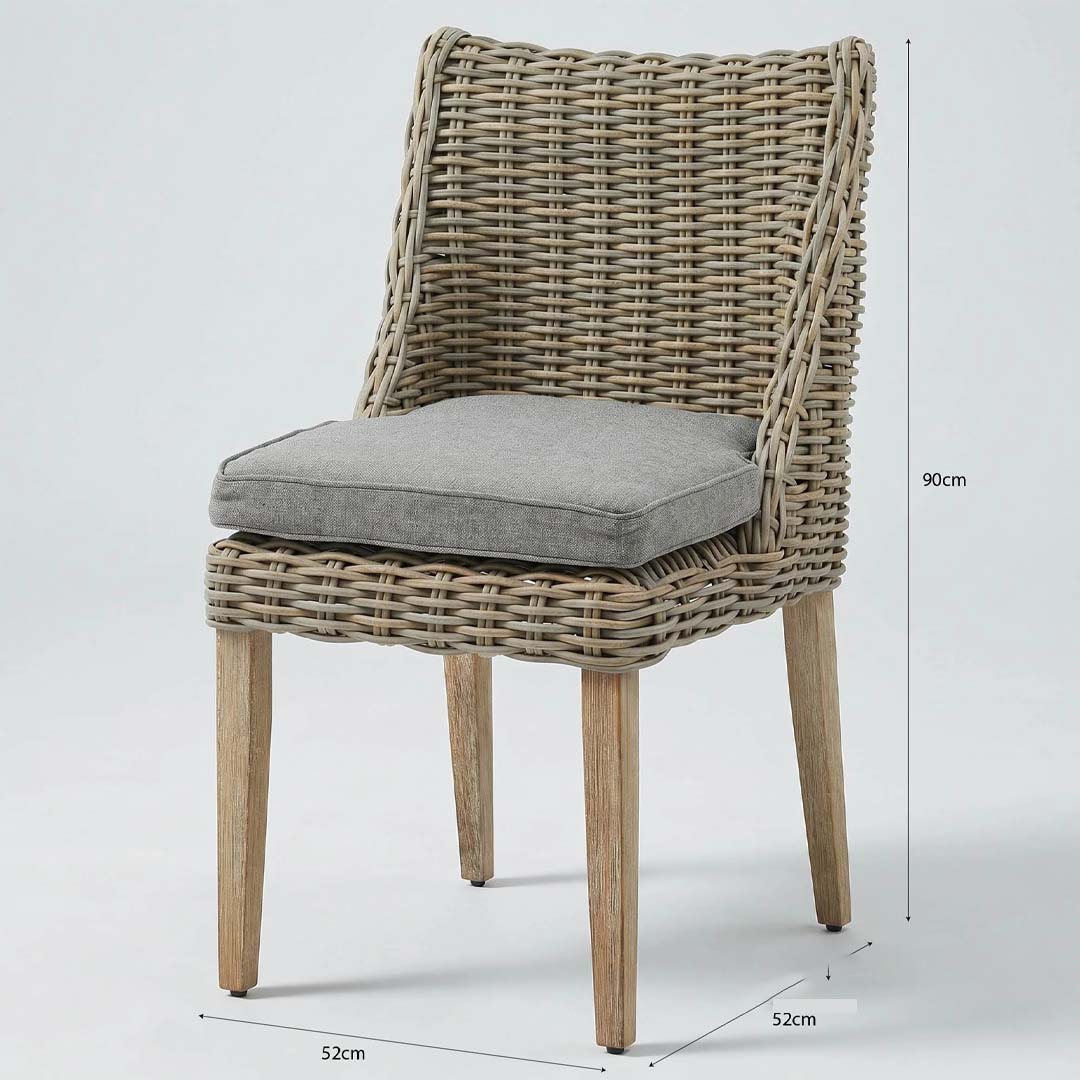 Luna Beige Rattan Garden Dining Chair with Cushion