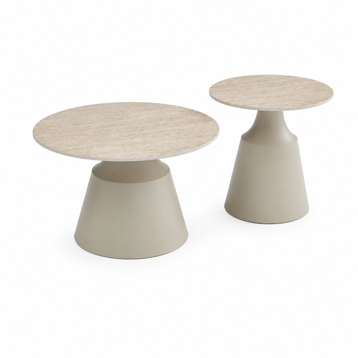Lunoh Matt Taupe & Travertine Coffee and End Table Set