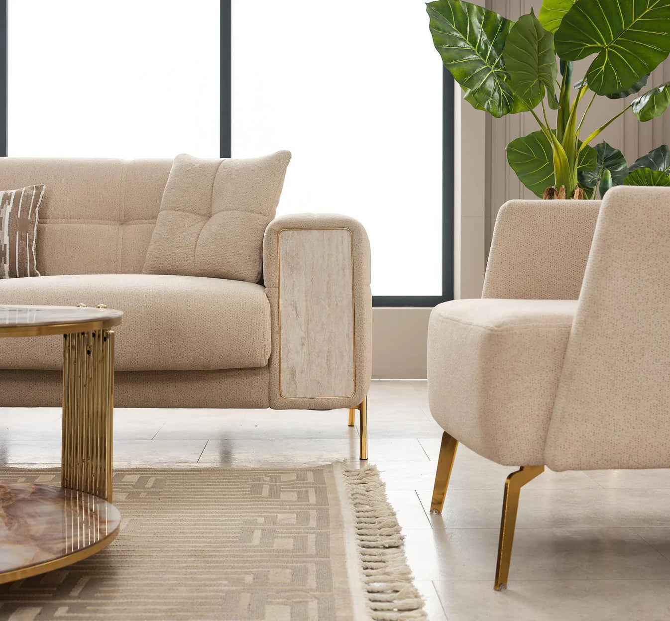 Luxor Cream Sofa Bed Set 3+2