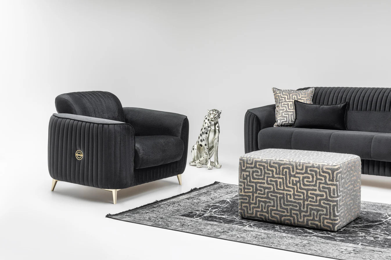 Malaga Black Sofa Bed Set 3+2