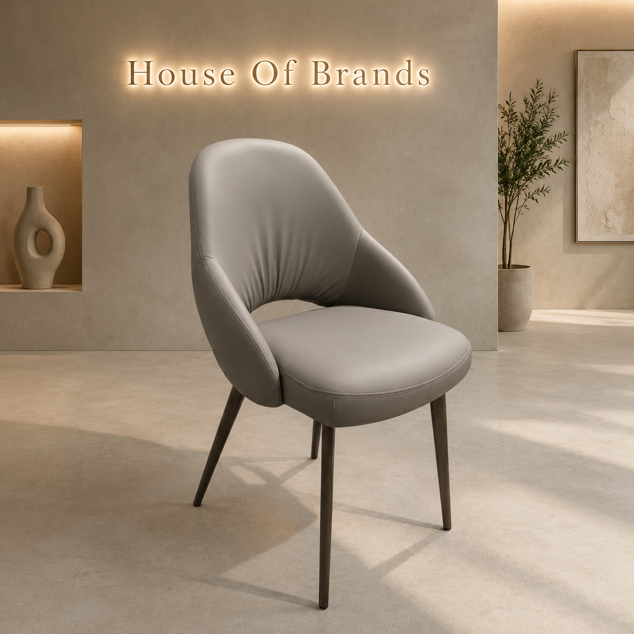 Mantis Dark Taupe PU Dining Chair