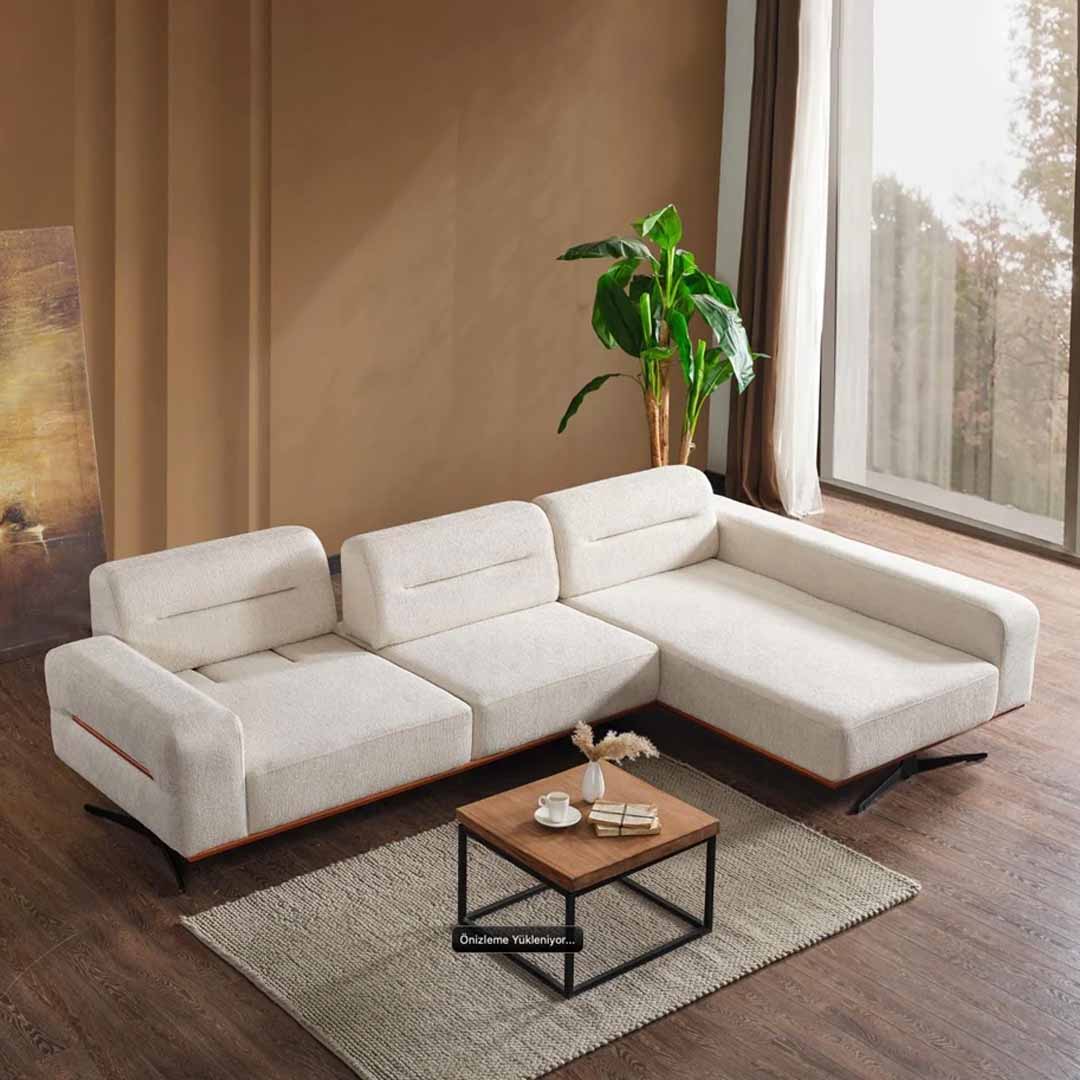 Milano Cream Fabric Corner Chaise Sofa – Modern L-Shaped Sofa