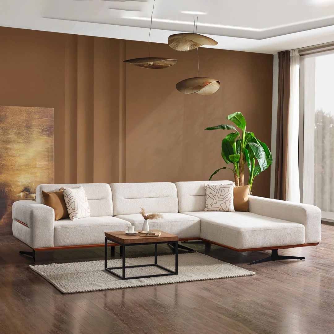 Milano Cream Fabric Corner Chaise Sofa – Modern L-Shaped Sofa