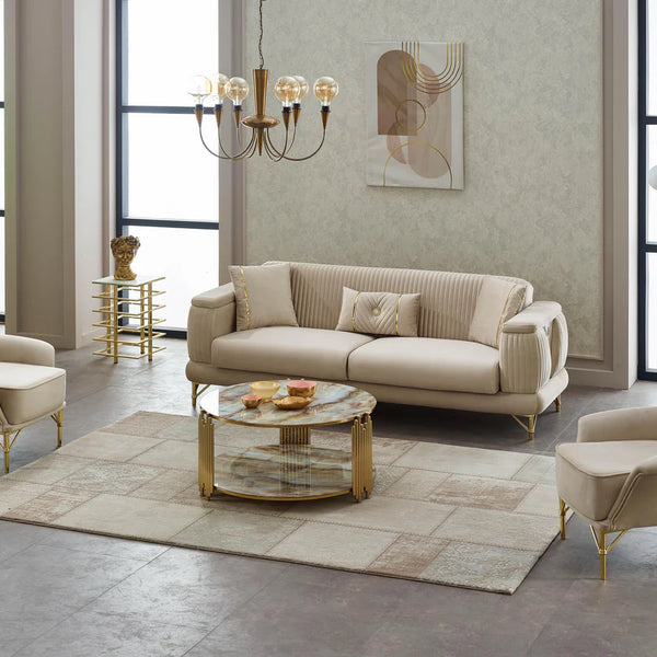 Monaco Beige Sofa Bed Set 3+2