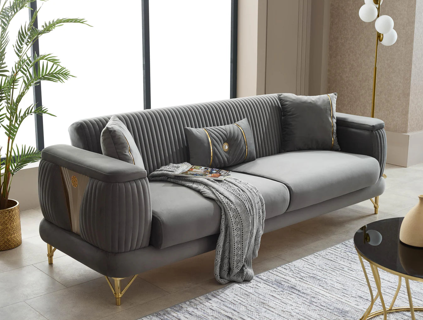 Monaco Grey Sofa Bed Set 3+2