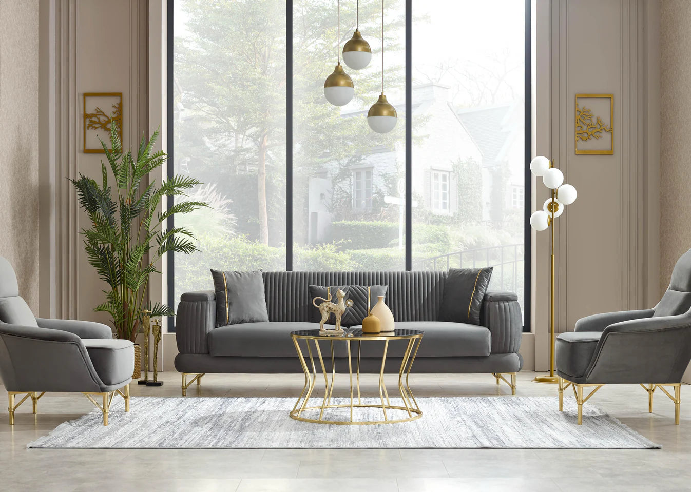 Monaco Grey Sofa Bed Set 3+2