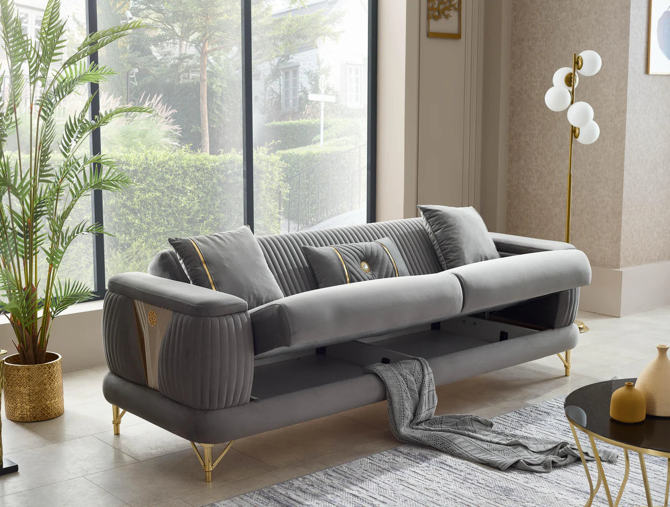 Monaco Grey Sofa Bed Set 3+2