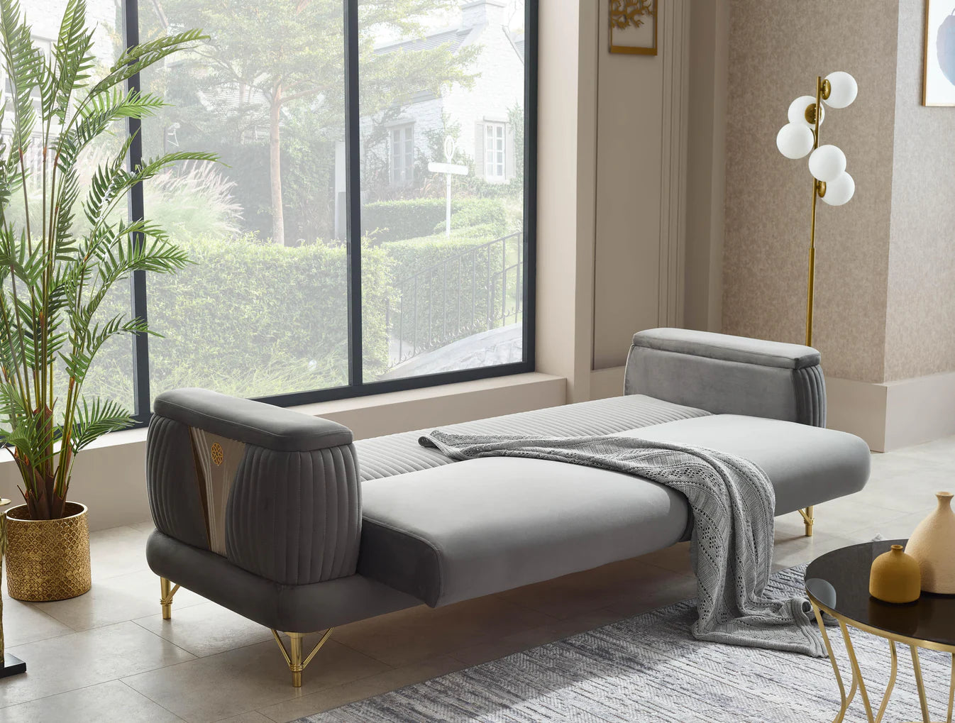 Monaco Grey Sofa Bed Set 3+2