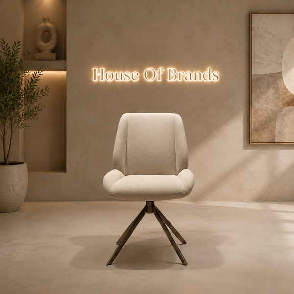 Navanno Taupe Fabric Swivel Dining Chair