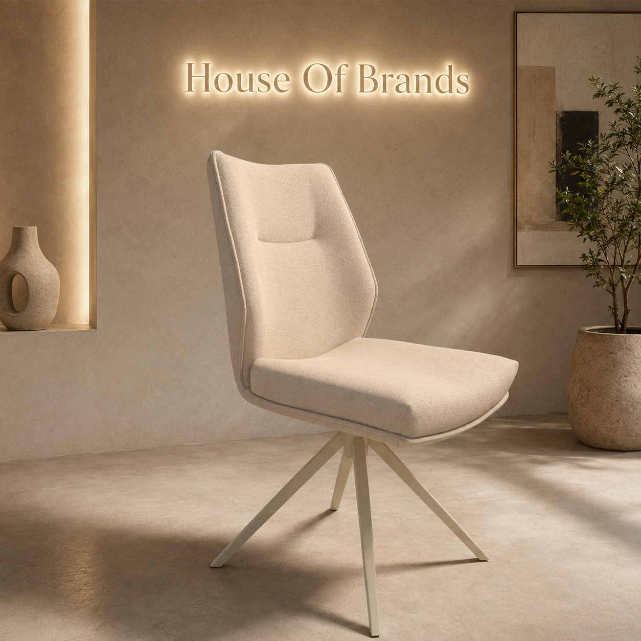 Orion Beige Fabric Swivel Dining Chair