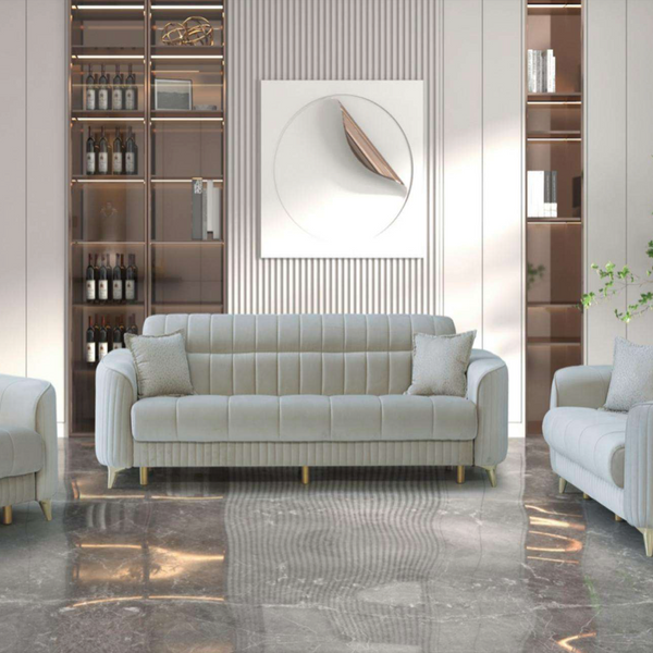 Pera Cream Sofa Bed Set 3+2