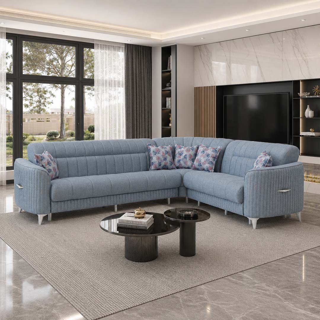 Pera Casalux Grey Suede Corner Sofa Bed Set