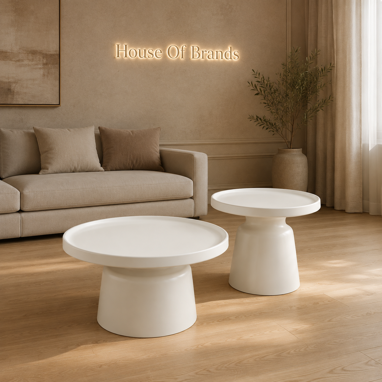 Piccolino Glossy Off-White Coffee & End Table Set