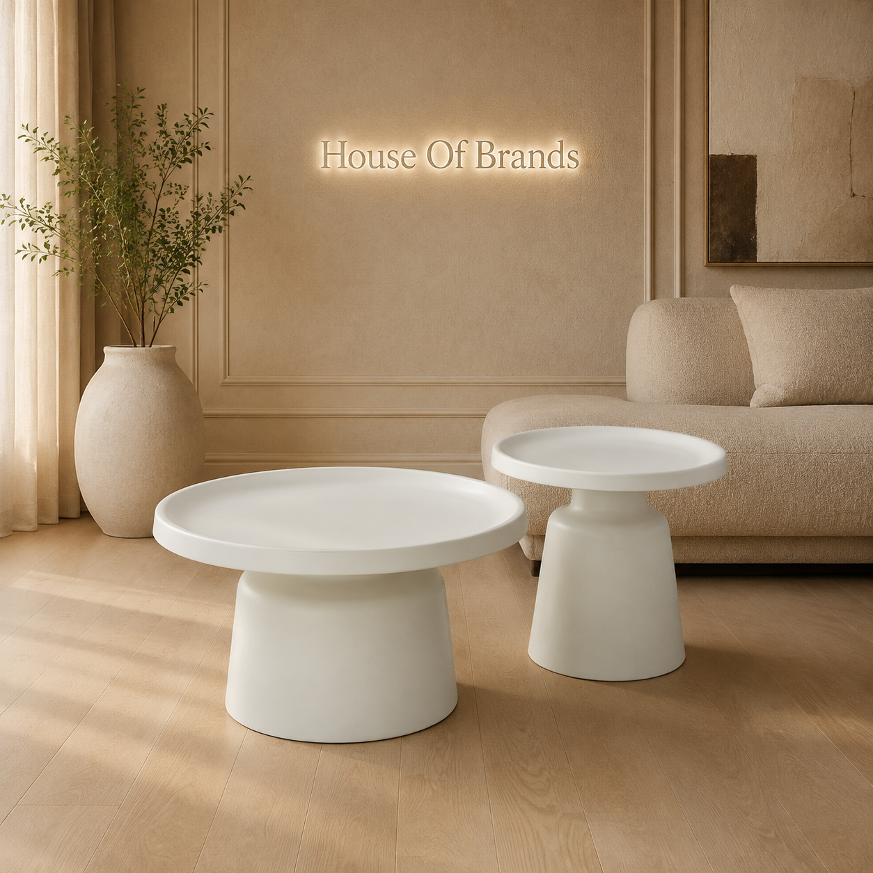 Piccolino Glossy Off-White Coffee & End Table Set