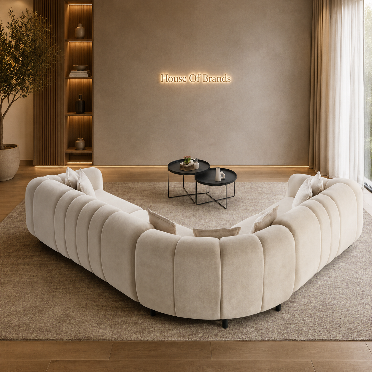 Puffino Beige Bouclé Corner Sofa Set