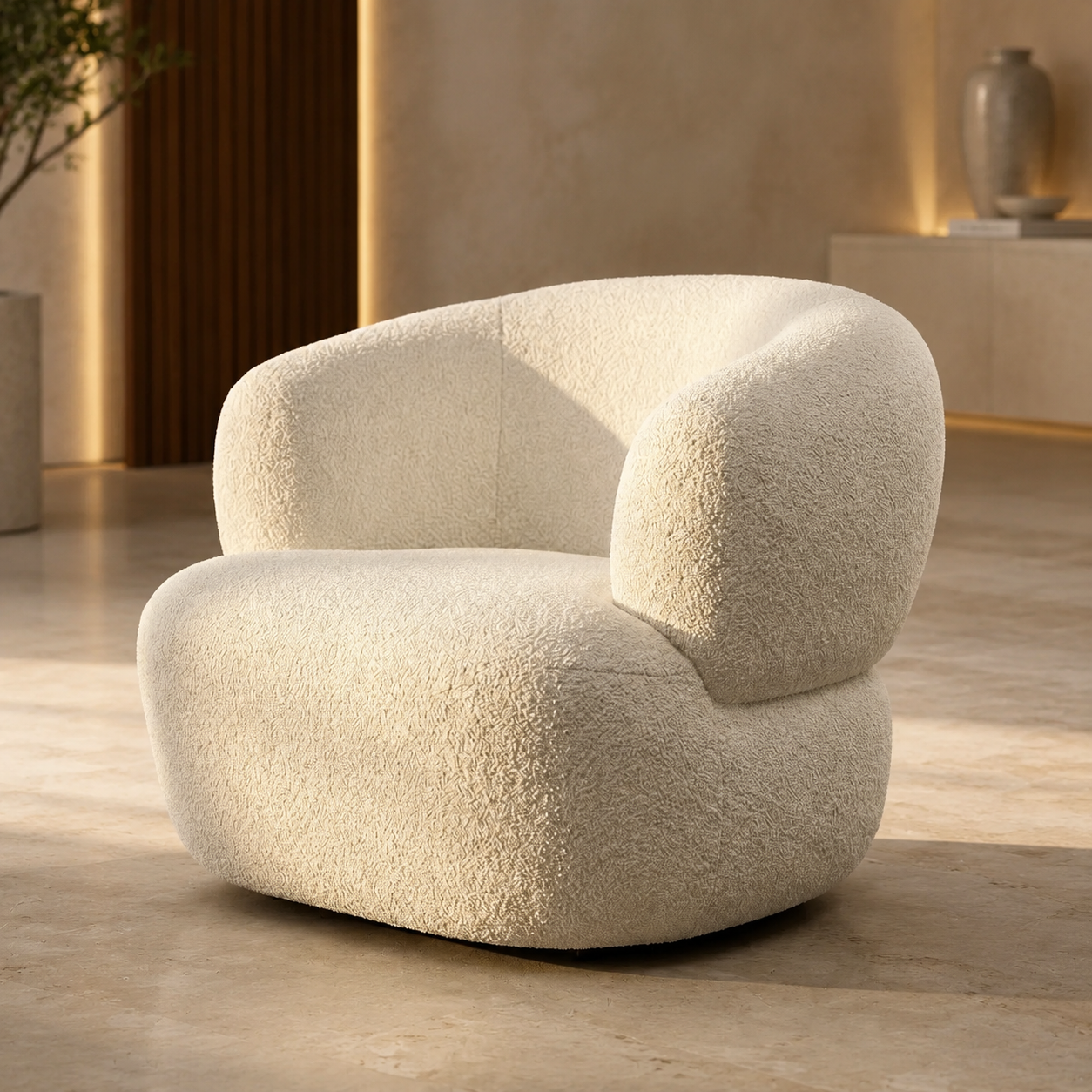 Puffino Cream Bouclé Sofa Set