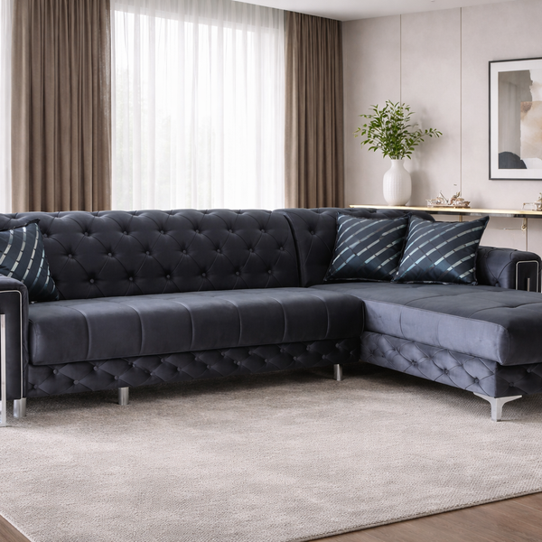 Puntoh Grey & Silver Relax Sofa Bed with Storage