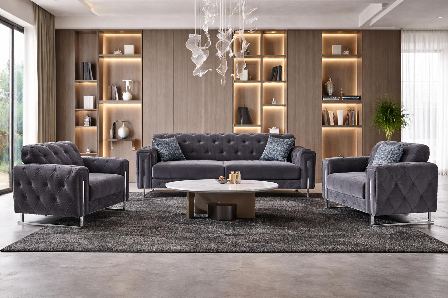 Puntoh Grey and Silver Sofa Bed with Storage