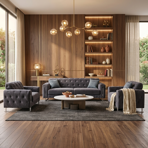 Puntoh Grey and Silver Sofa Bed with Storage