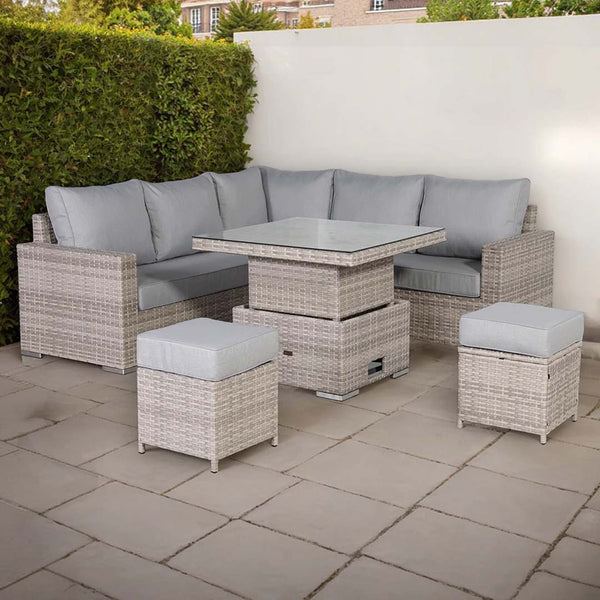 Palermo Luxe Square Corner Dining Set with Rising Table