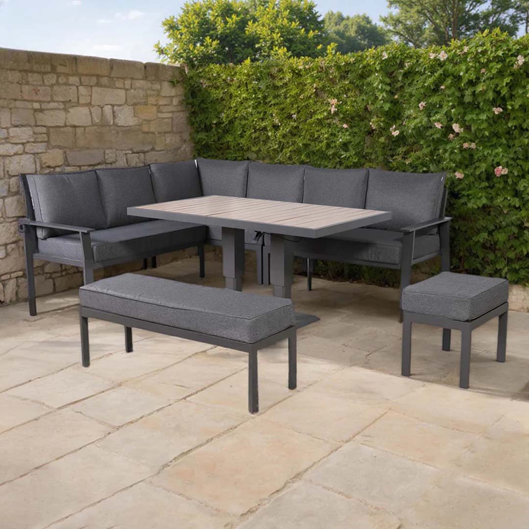 Cadiz Large Corner Dining Set with Rising Table (Left Hand)
