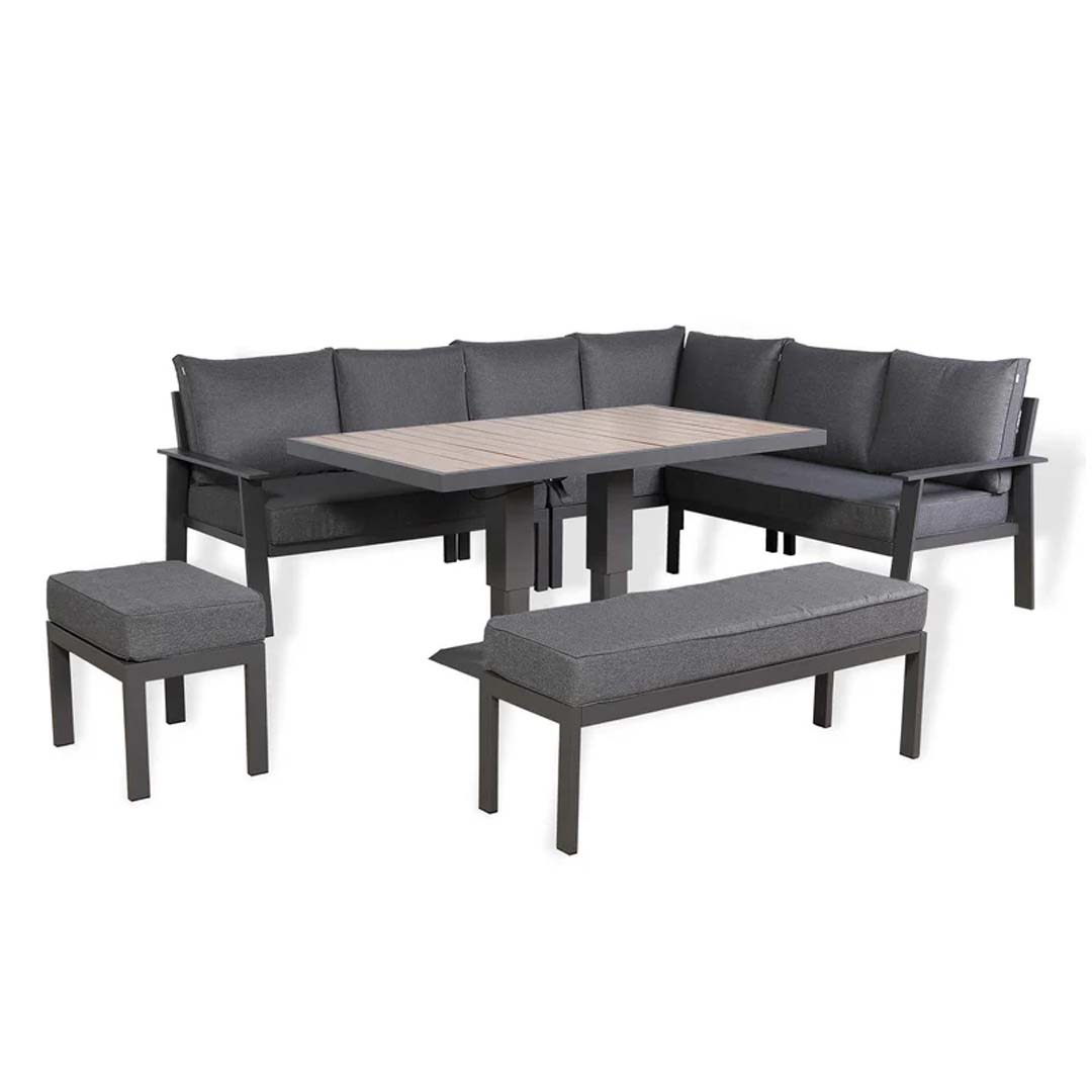 Cadiz Large Corner Dining Set with Rising Table (Right Hand)