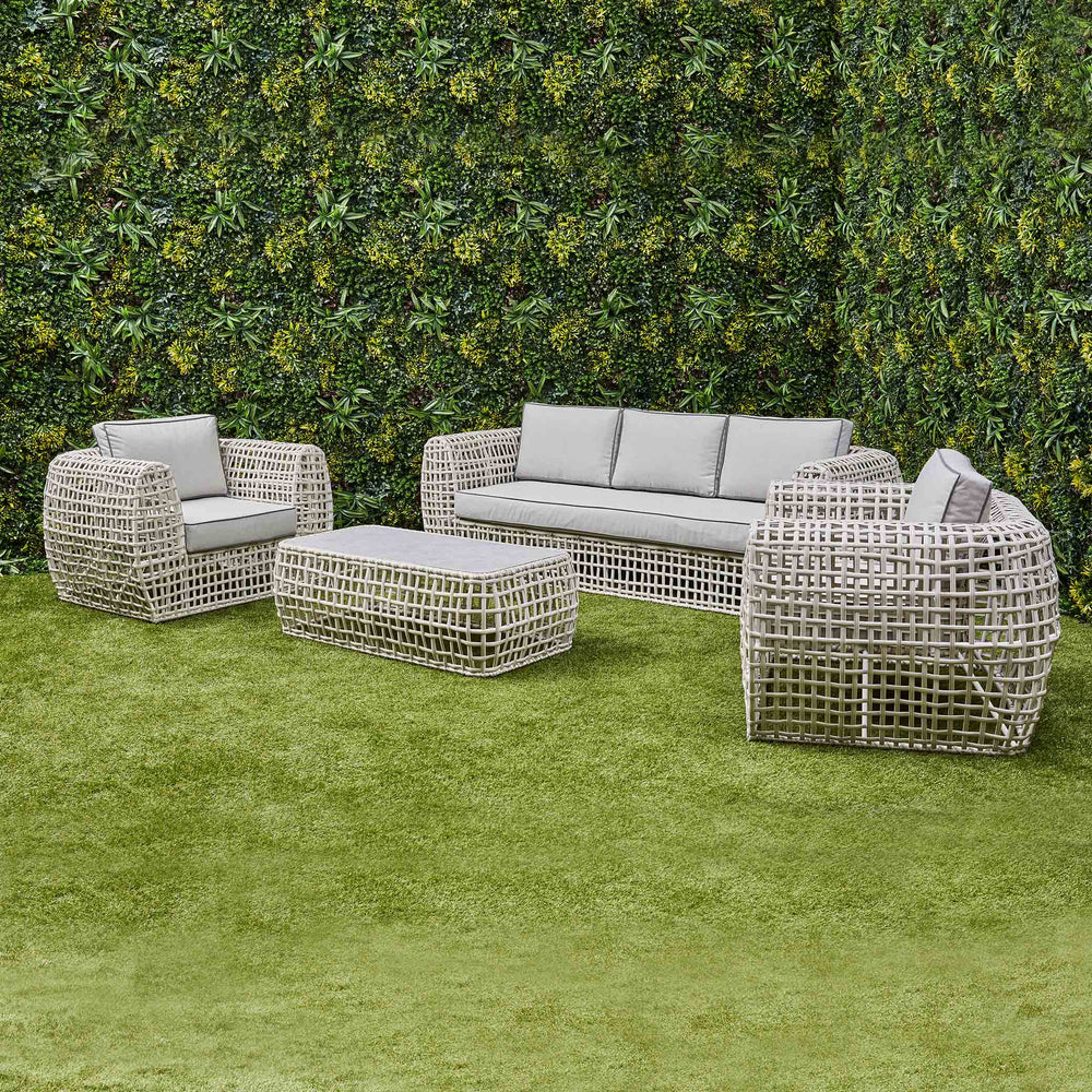 Indi 4 Piece Rattan Garden Furniture Sofa Set - Beige