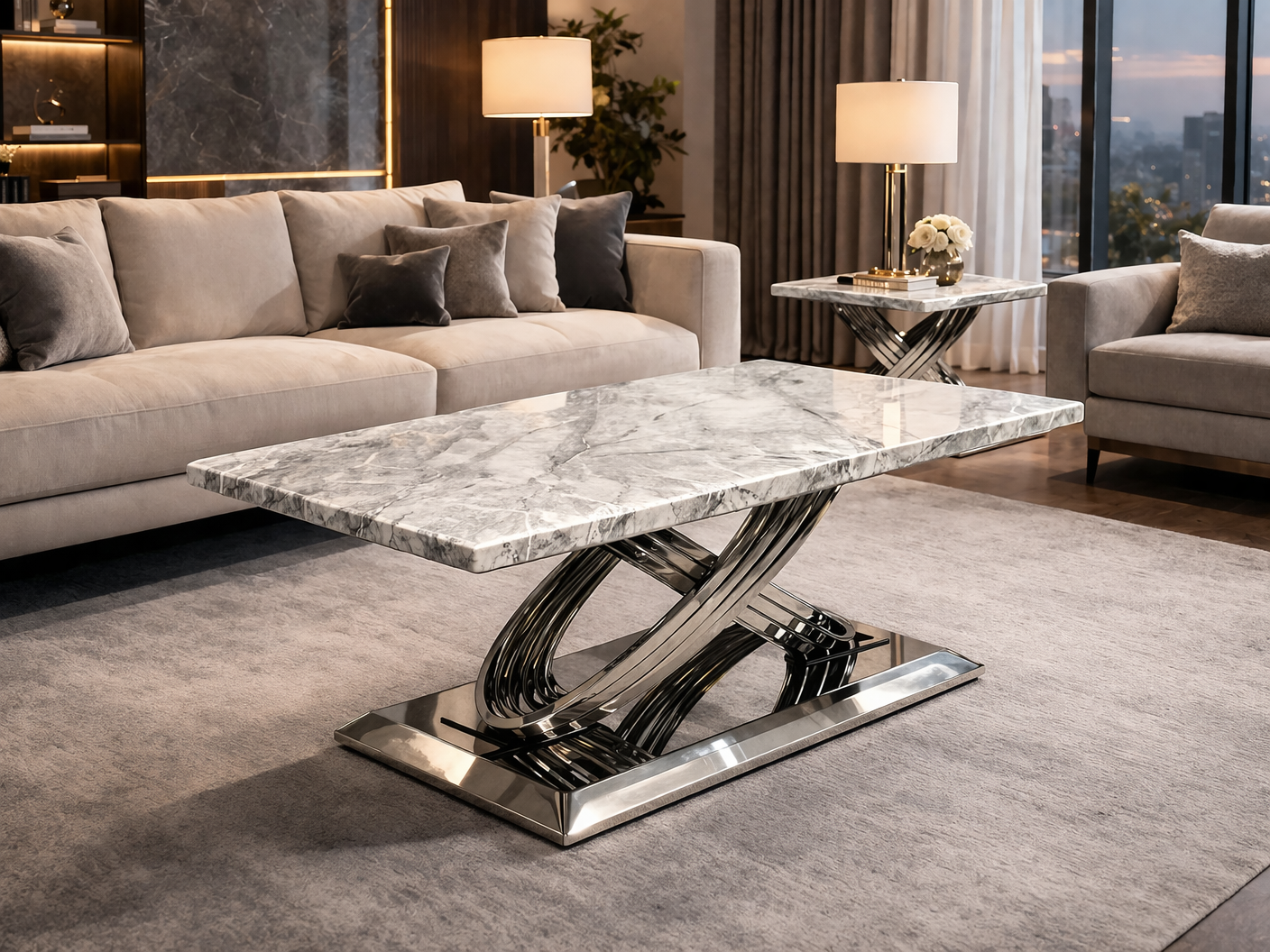 Elina Grey & Silver Coffee Table