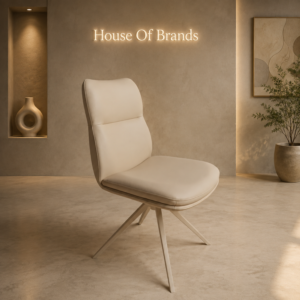 Ritz Beige PU Swivel Dining Chair