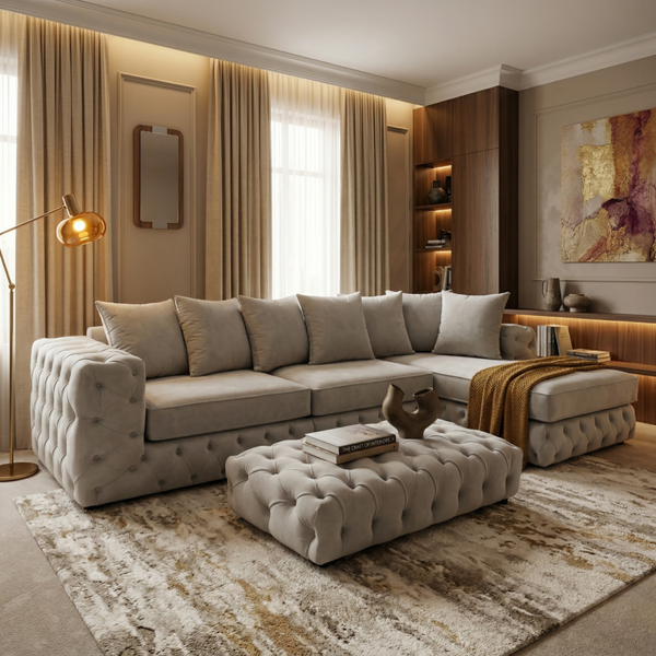 Roma Chaise End Velvet Sofa Set