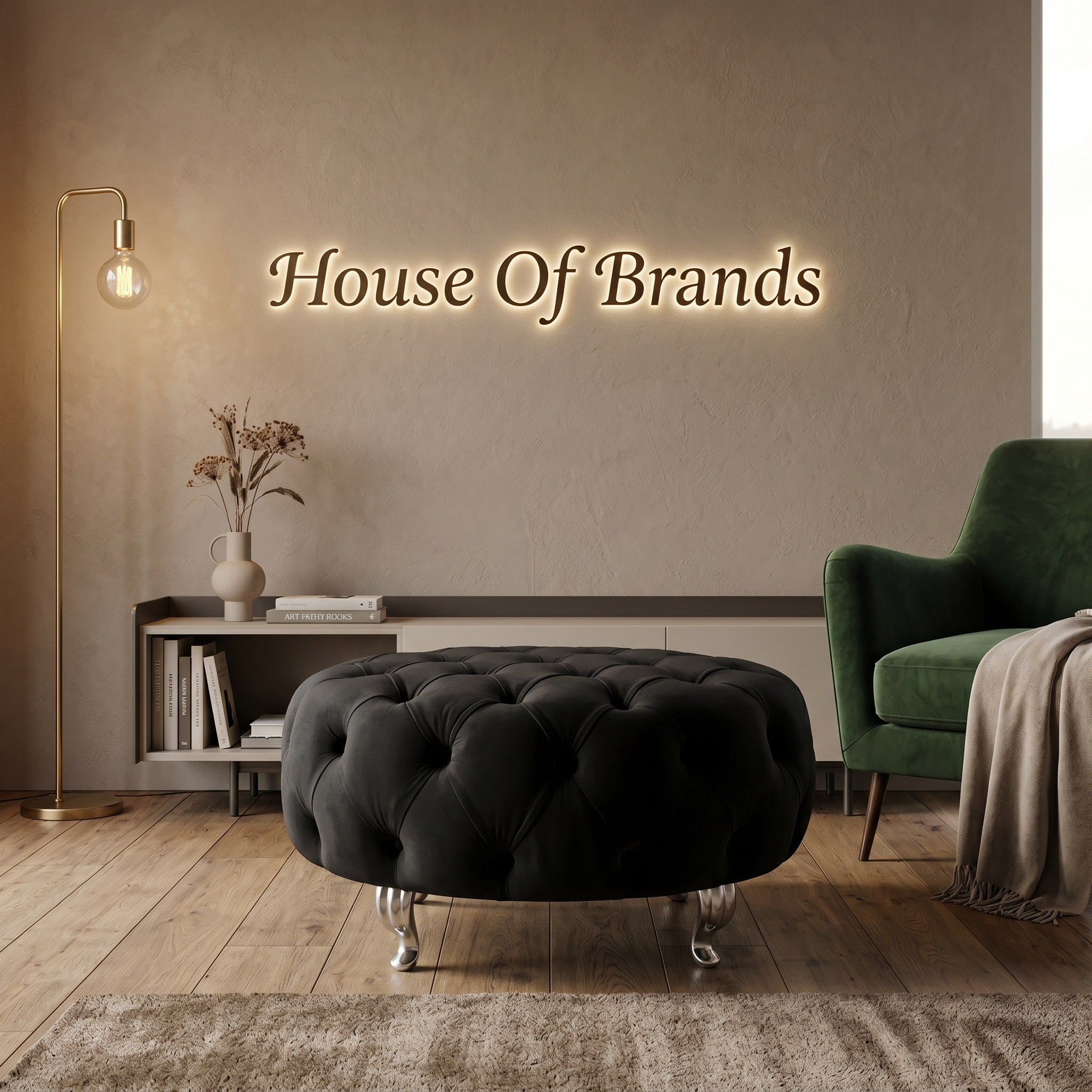 Upholstered Round  Footstool