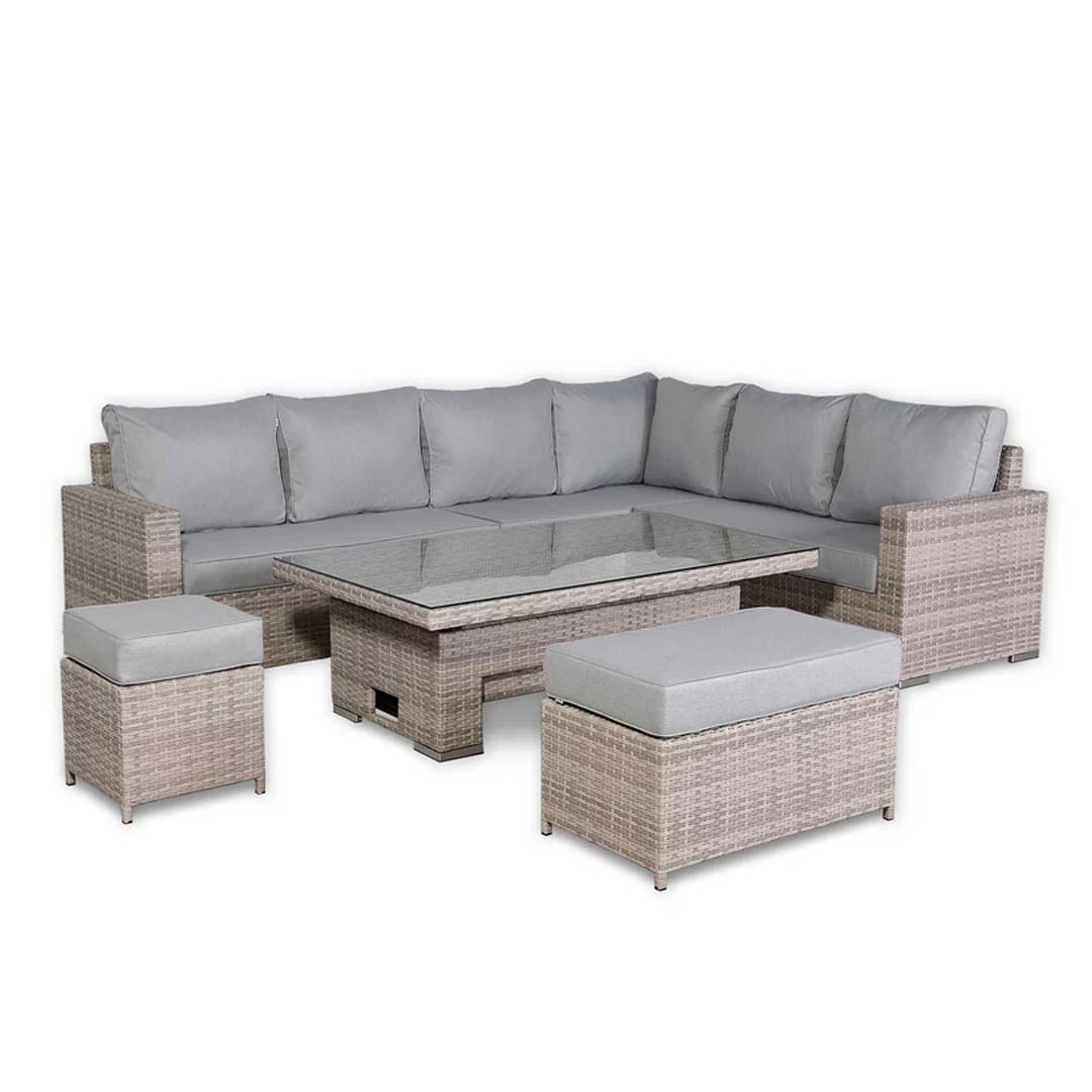 Santorini Luxe Corner Large Dining Set with Rising Table (Right Hand)