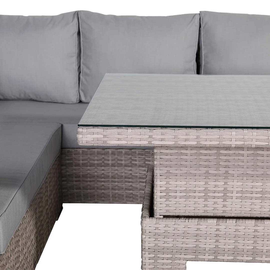 Santorini Luxe Corner Large Dining Set with Rising Table (Right Hand)
