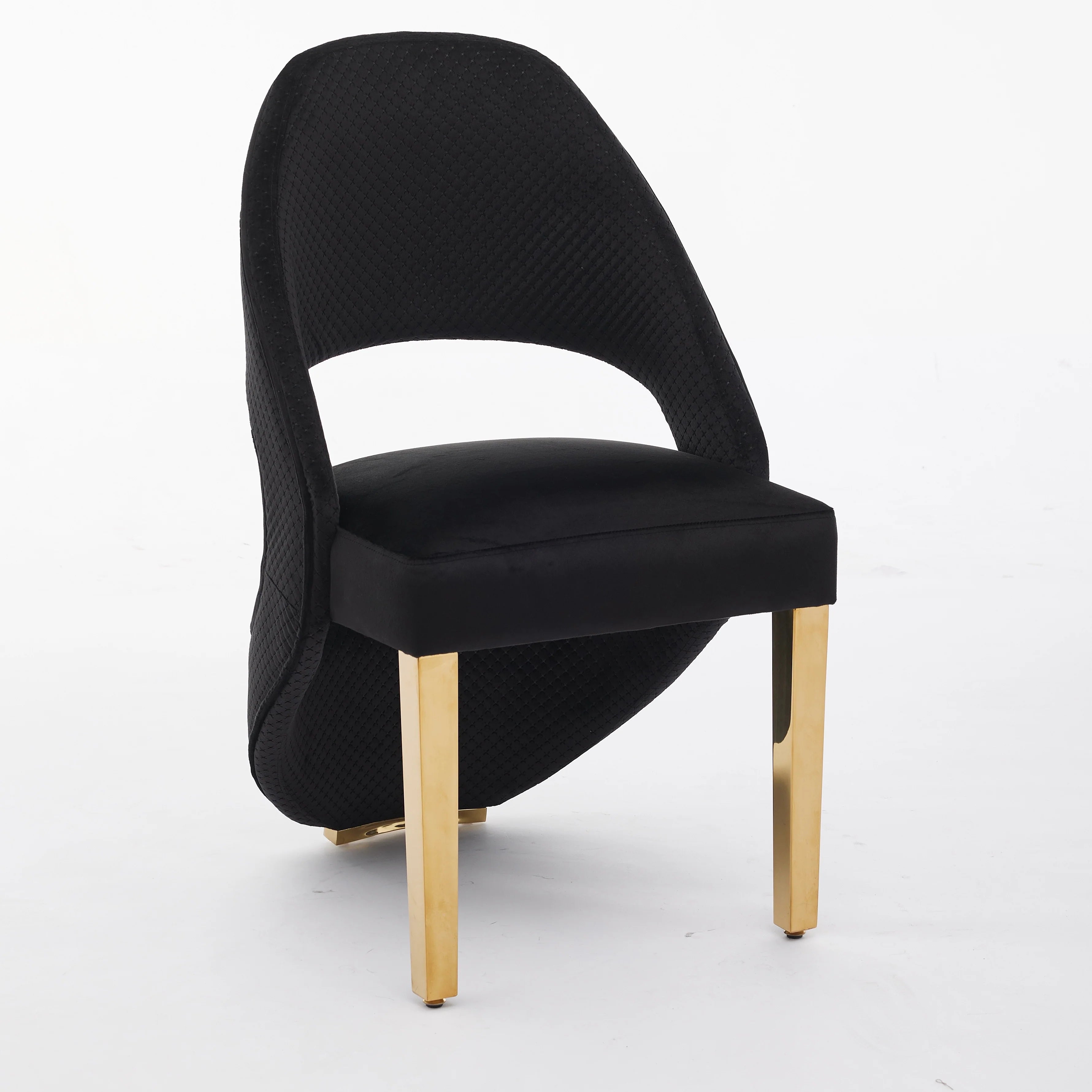 Santos Black Plush Velvet Dining Chair Gold Legs