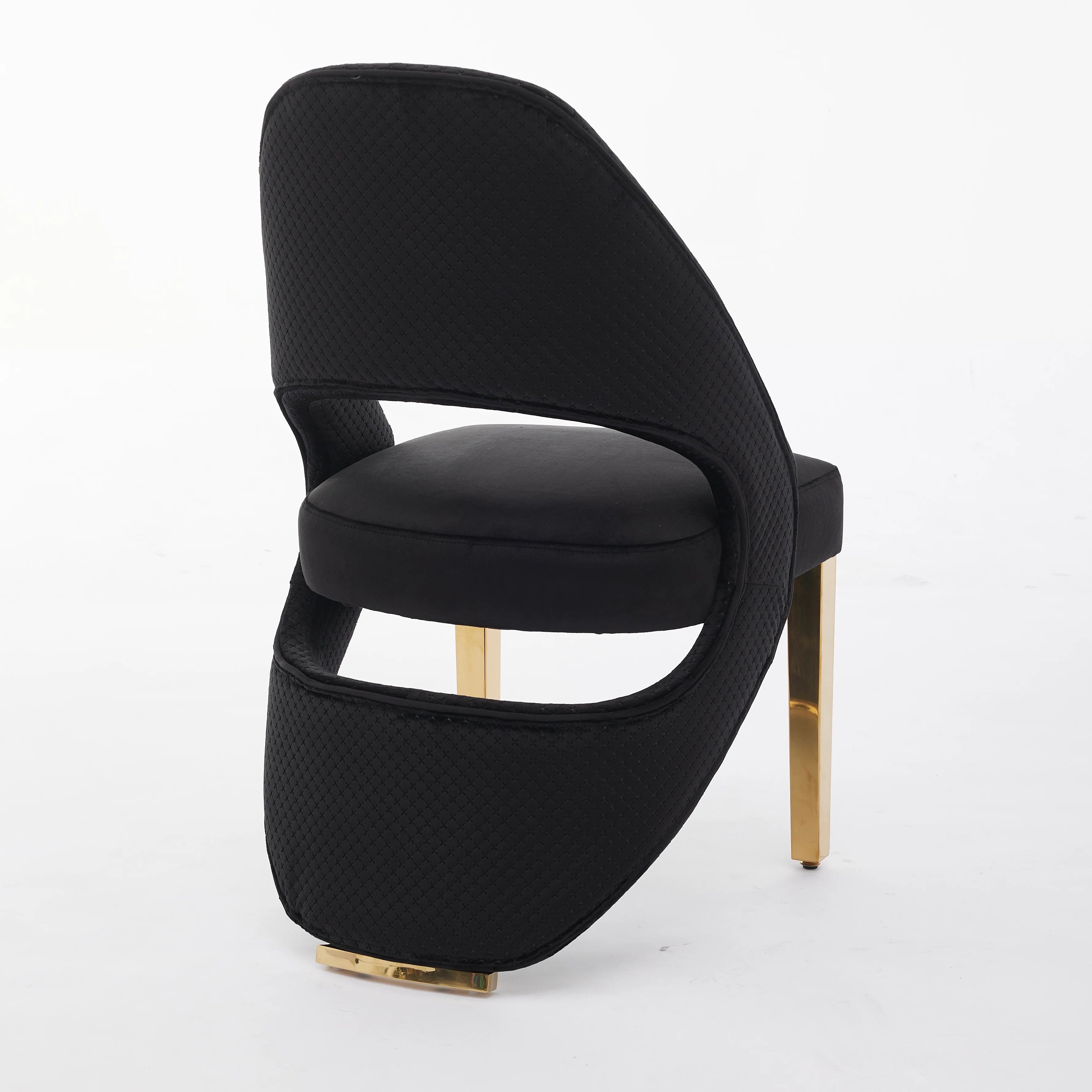 Santos Black Plush Velvet Dining Chair Gold Legs