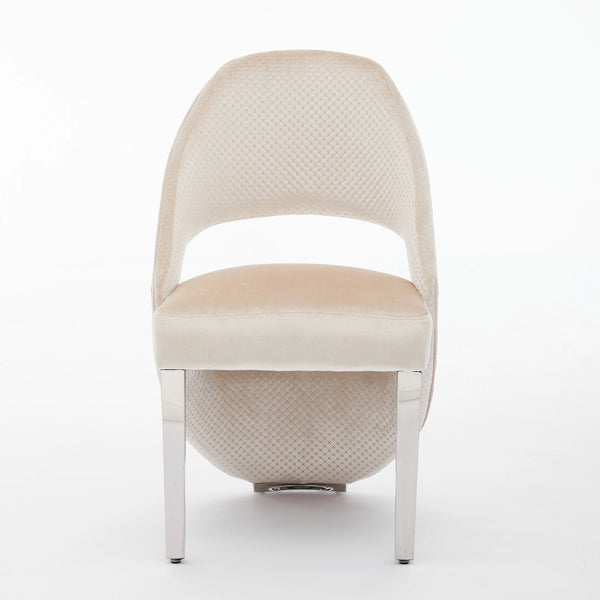Santos Cream Dining Chair Chrome Legs