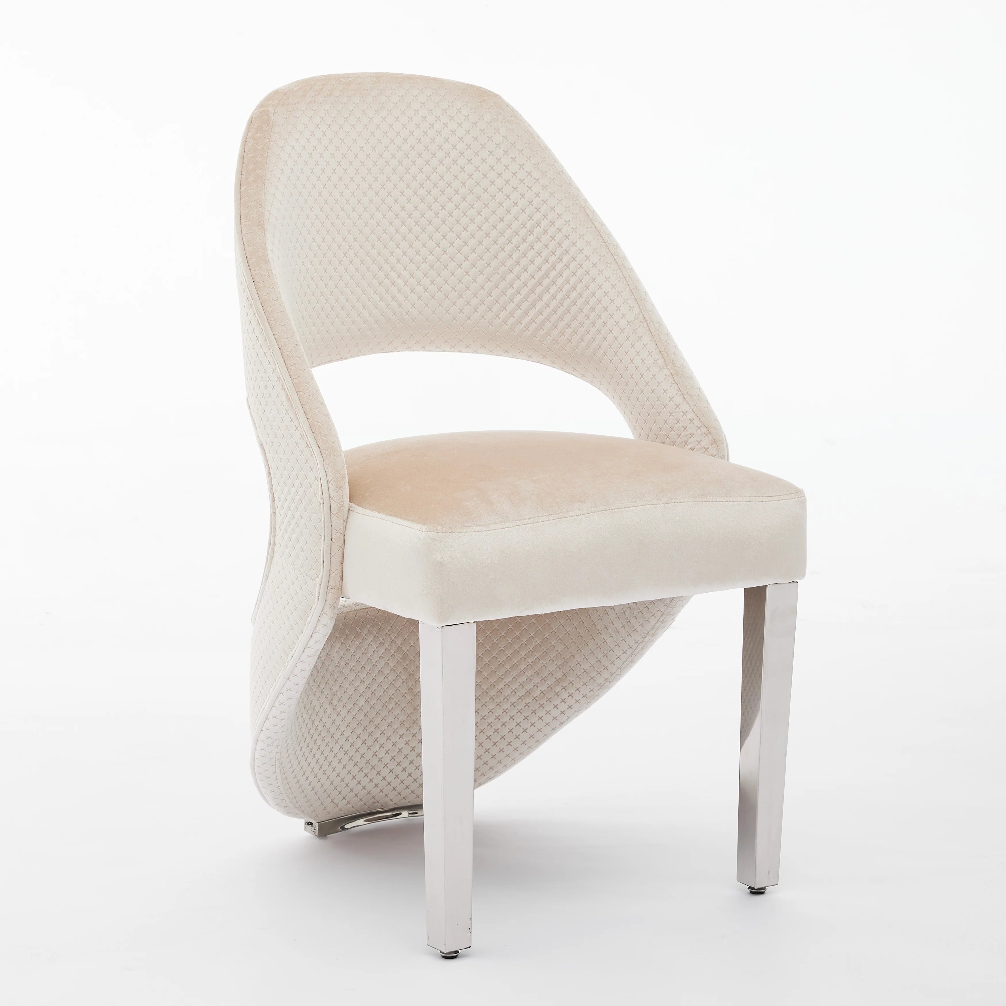 Santos Cream Dining Chair Chrome Legs