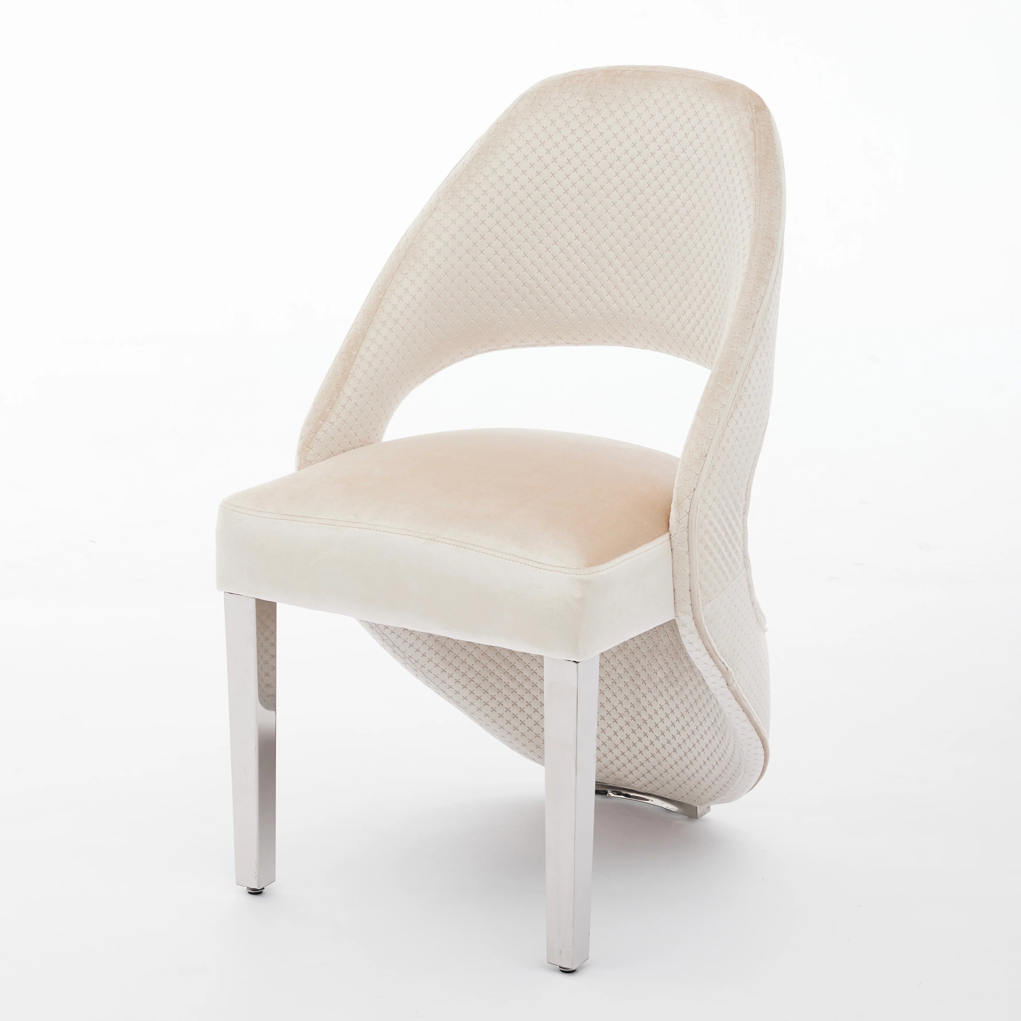 Santos Cream Dining Chair Chrome Legs