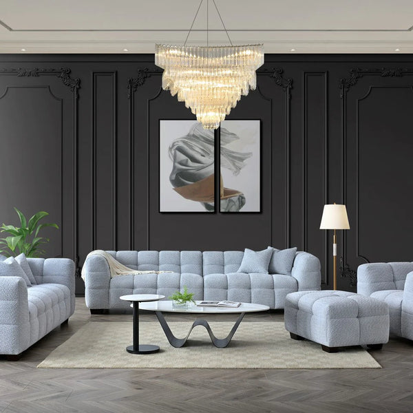4 Seater Aluxo Tribeca Sofa Range In Pearl Boucle Fabric